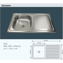 Venta al por mayor portátil de baño de acero inoxidable cocina lavabo lavabo con drenaje